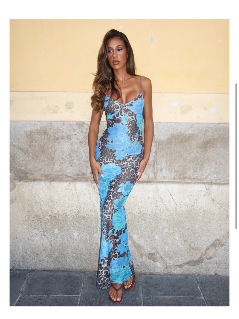 Julianna Blue Floral & Animal Print Slip Dress